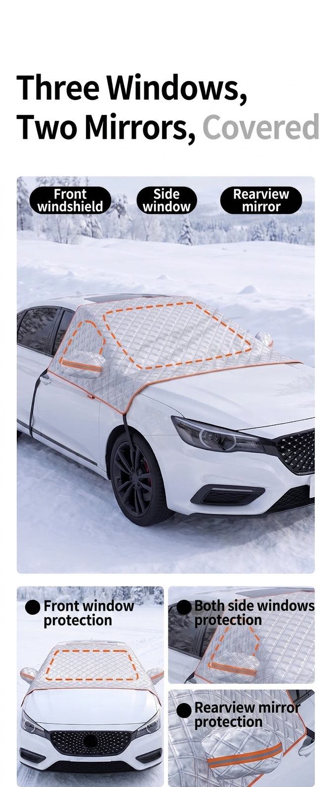 Car Snow Cover Half Hood Windshield Protector