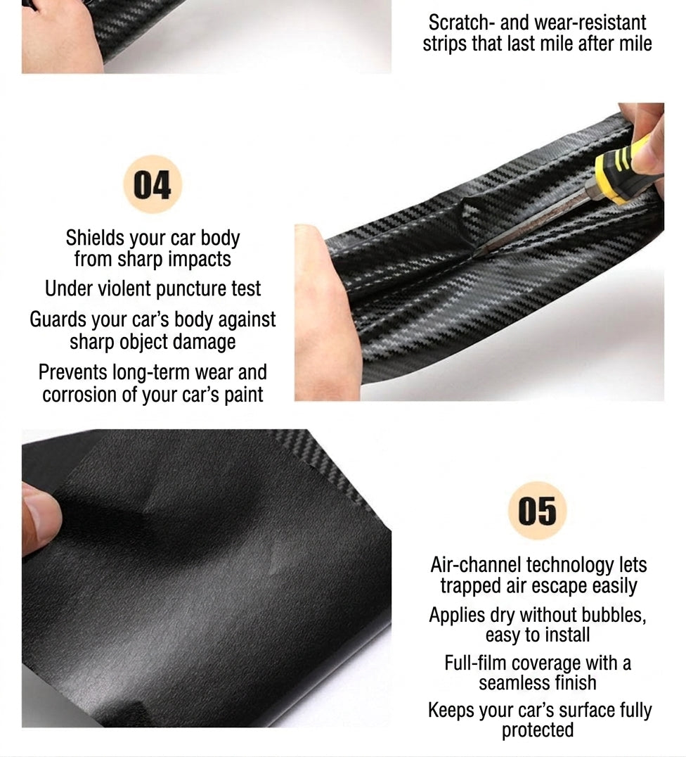 3D carbon fiber car stickers, door sill protection strips, bumper scratch and anti-collision tape, motorcycle and bicycle waterproof