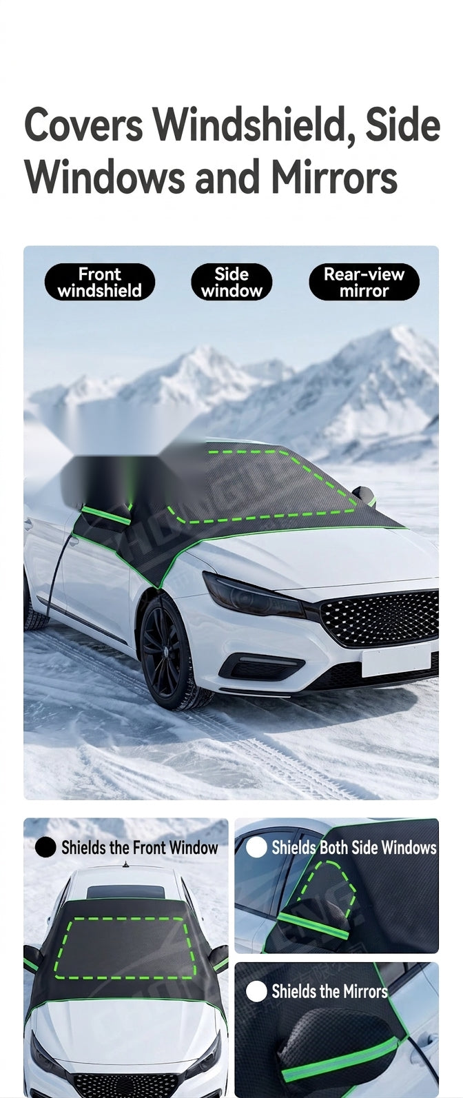 Car Snow Cover Half Hood Windshield Frost Guard