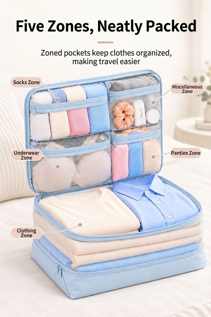 Travel Storage Bags, Five-in-One Compressible Set