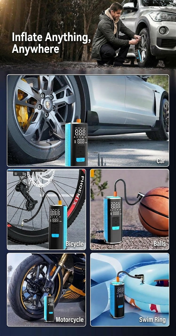 Cross-border vehicle-mounted electric air pump for air and power transfer, integrated car and motorcycle emergency start power supply, 12V 25-cylinder