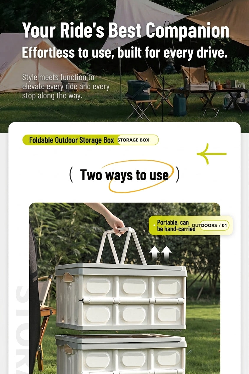Outdoor foldable storage box, car trunk storage box, multifunctional camping picnic hand-carry basket, picnic storage box