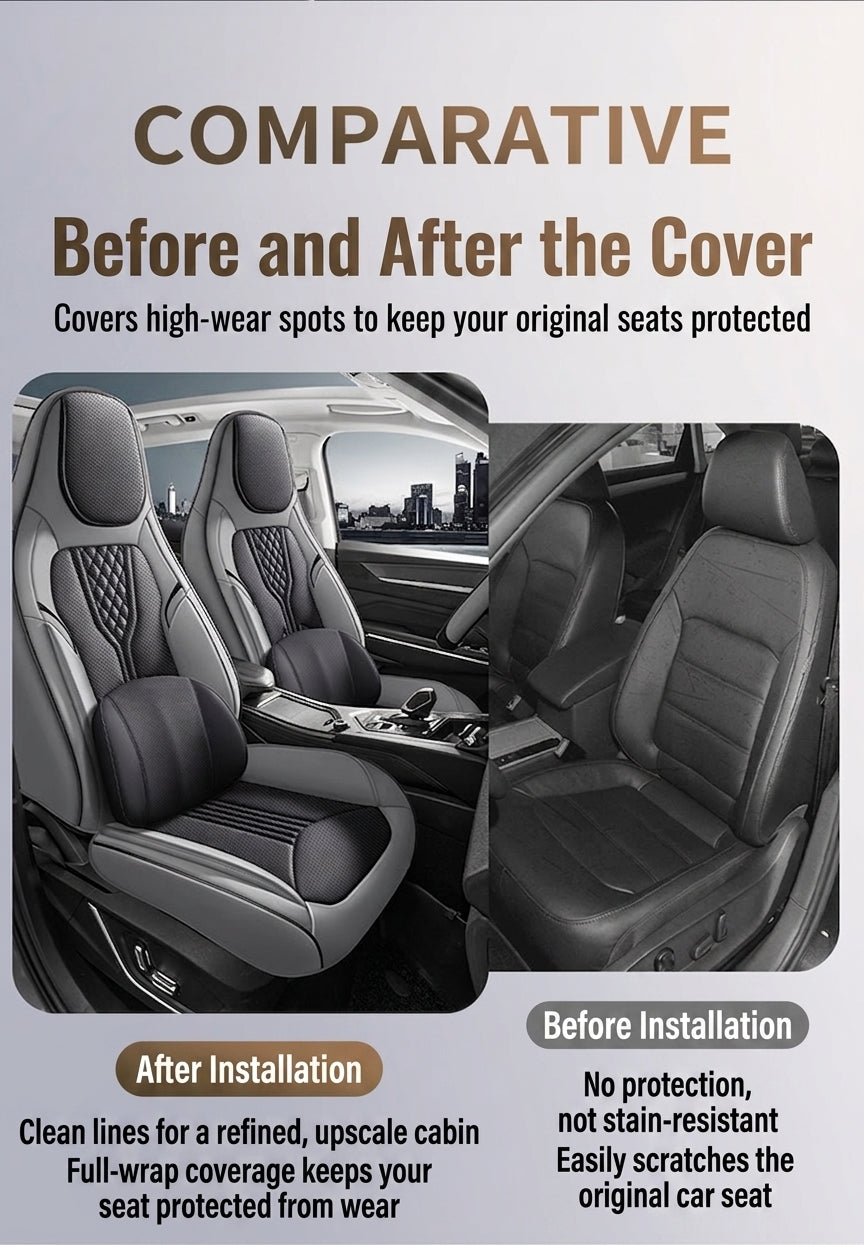 3D Nappa leather car full-coverage integrated headrest cover, all-season universal sports seat cover, leather seat cushion manufacturer wholesale