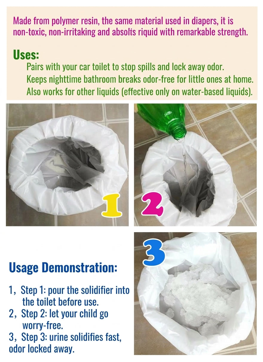 Toilet absorbent urine solidifier, outdoor car toilet, adult toilet, camping portable deodorizing curing agent
