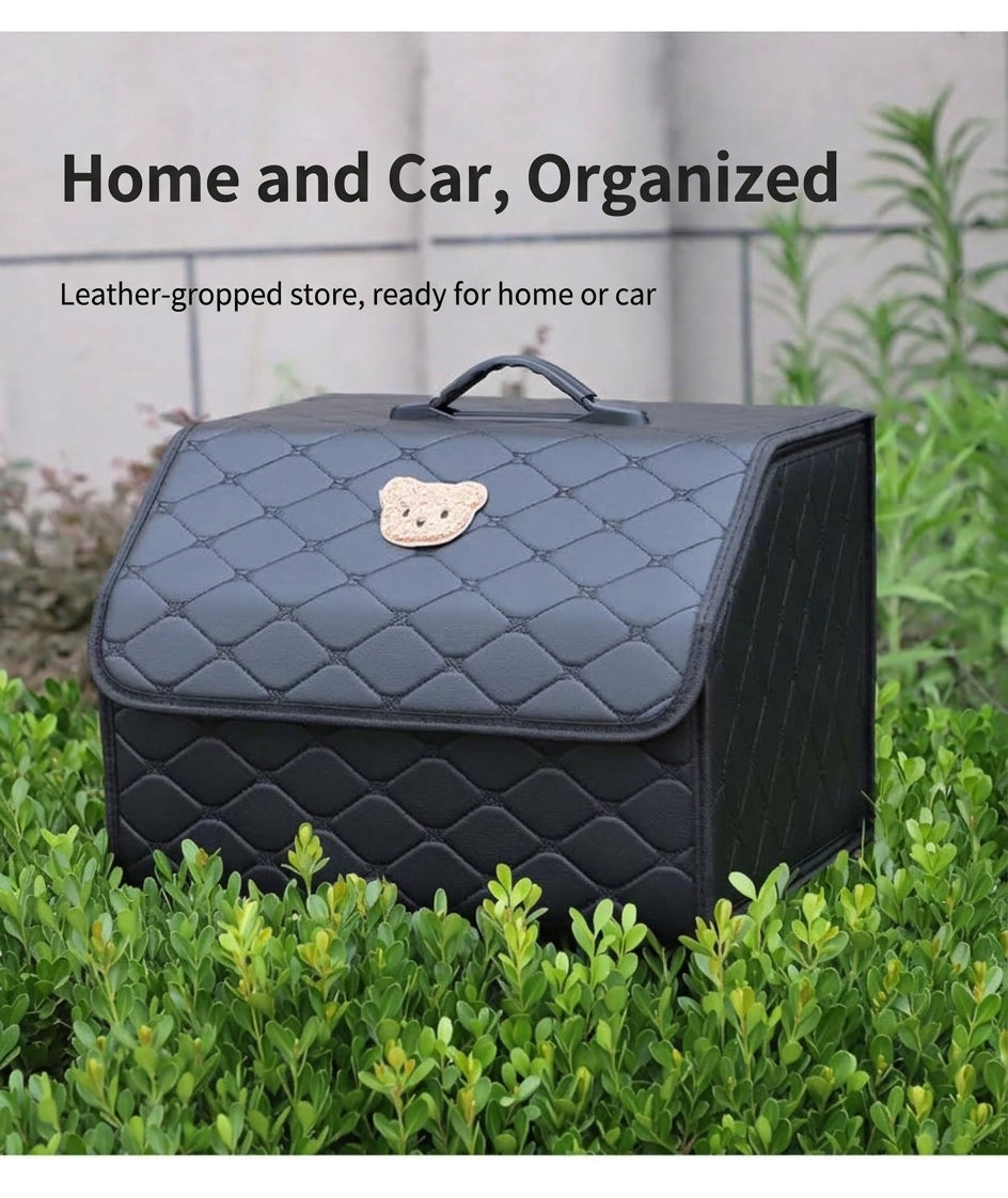 Car trunk storage box, leather multifunctional foldable storage box, storage box, storage box, car interior accessories