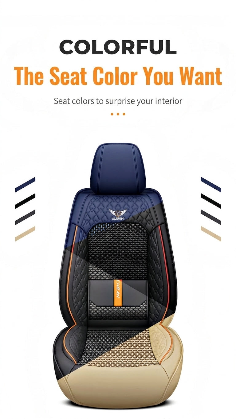 The 2025 new lumbar Napa leather ice silk car seat cushion is suitable for all seasons