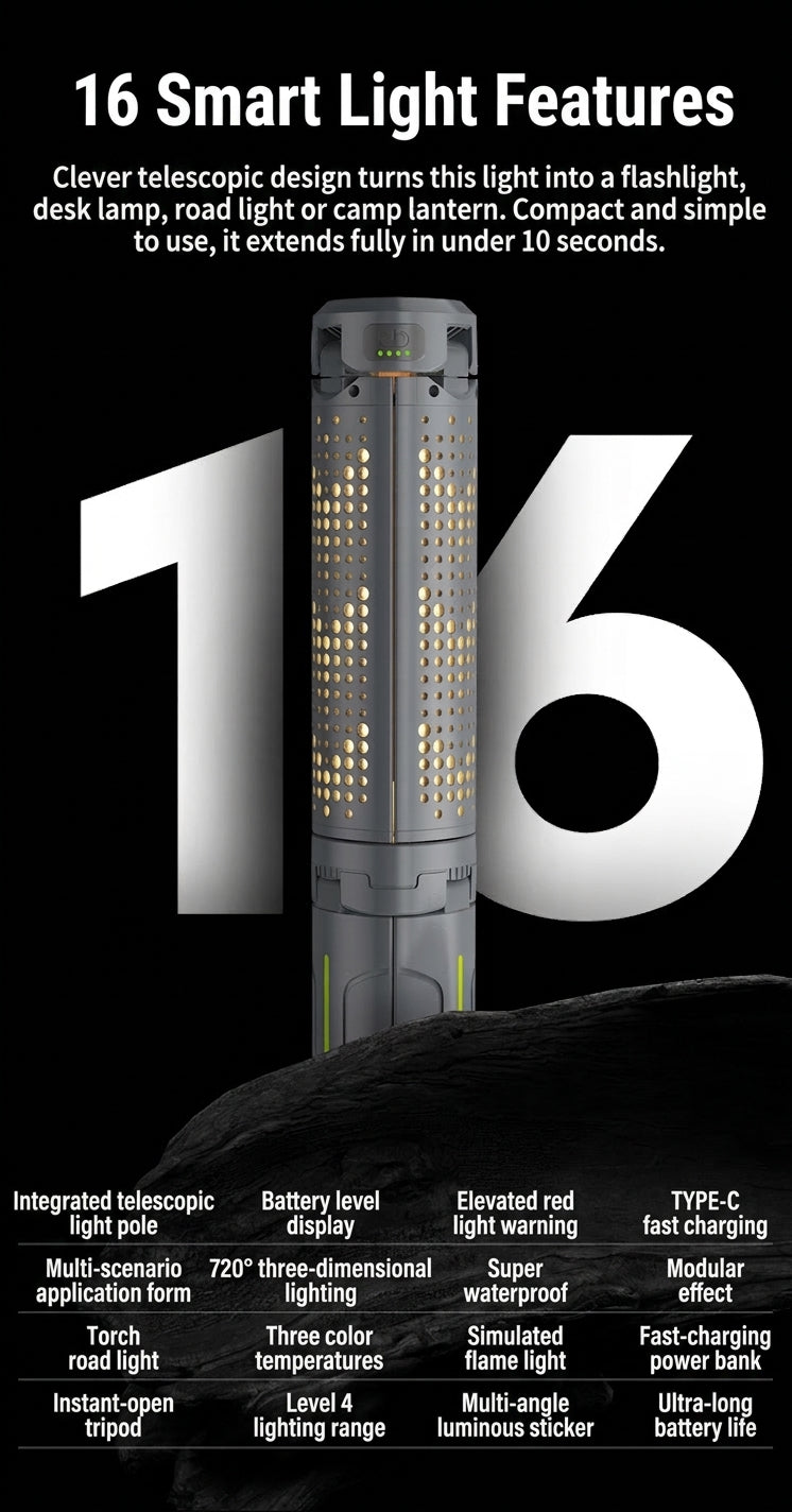 Camping Light with Telescopic Stand - Retractable
