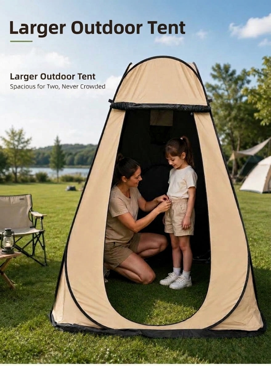 New outdoor bathing tent, black rubber waterproof portable toilet changing shower bathing camping changing cover tent