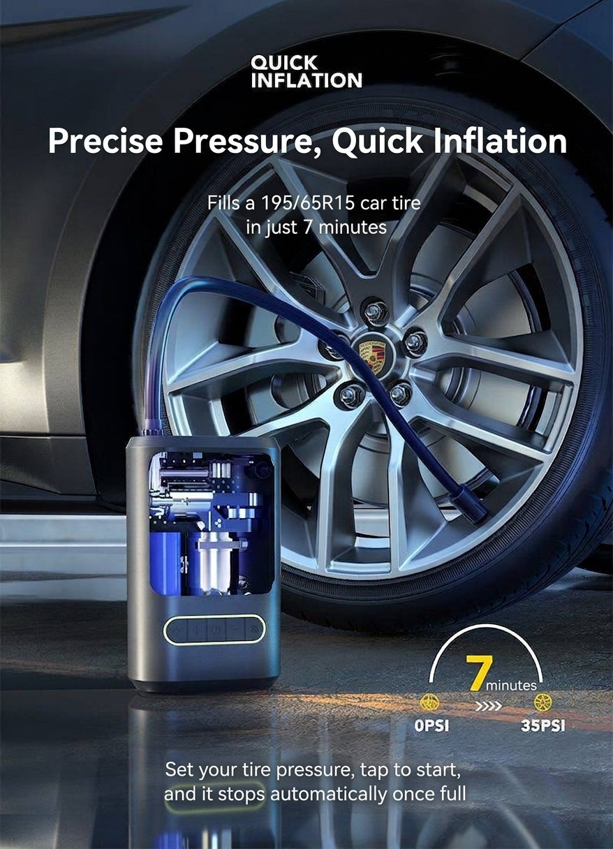 Mini portable car inflator pump bicycle electric tire pump air pump handheld wireless charging digital display