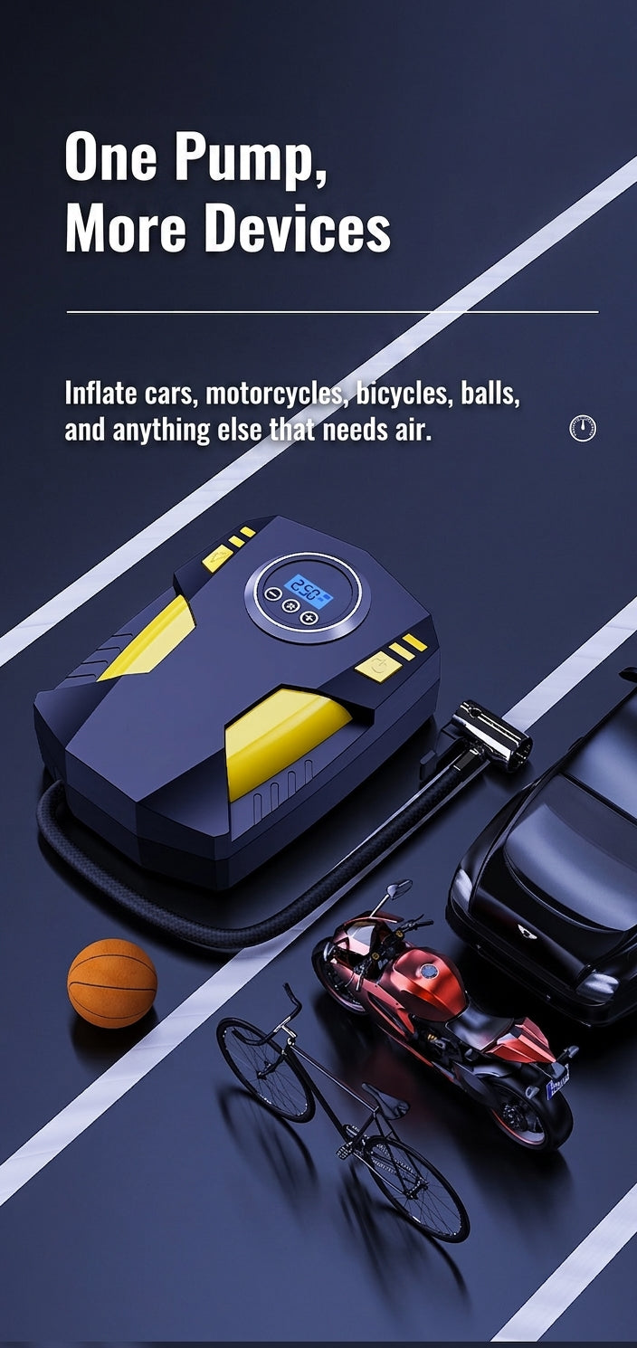 Car air pump digital display portable electric 12v tire inflator multi-function vehicle car air pump