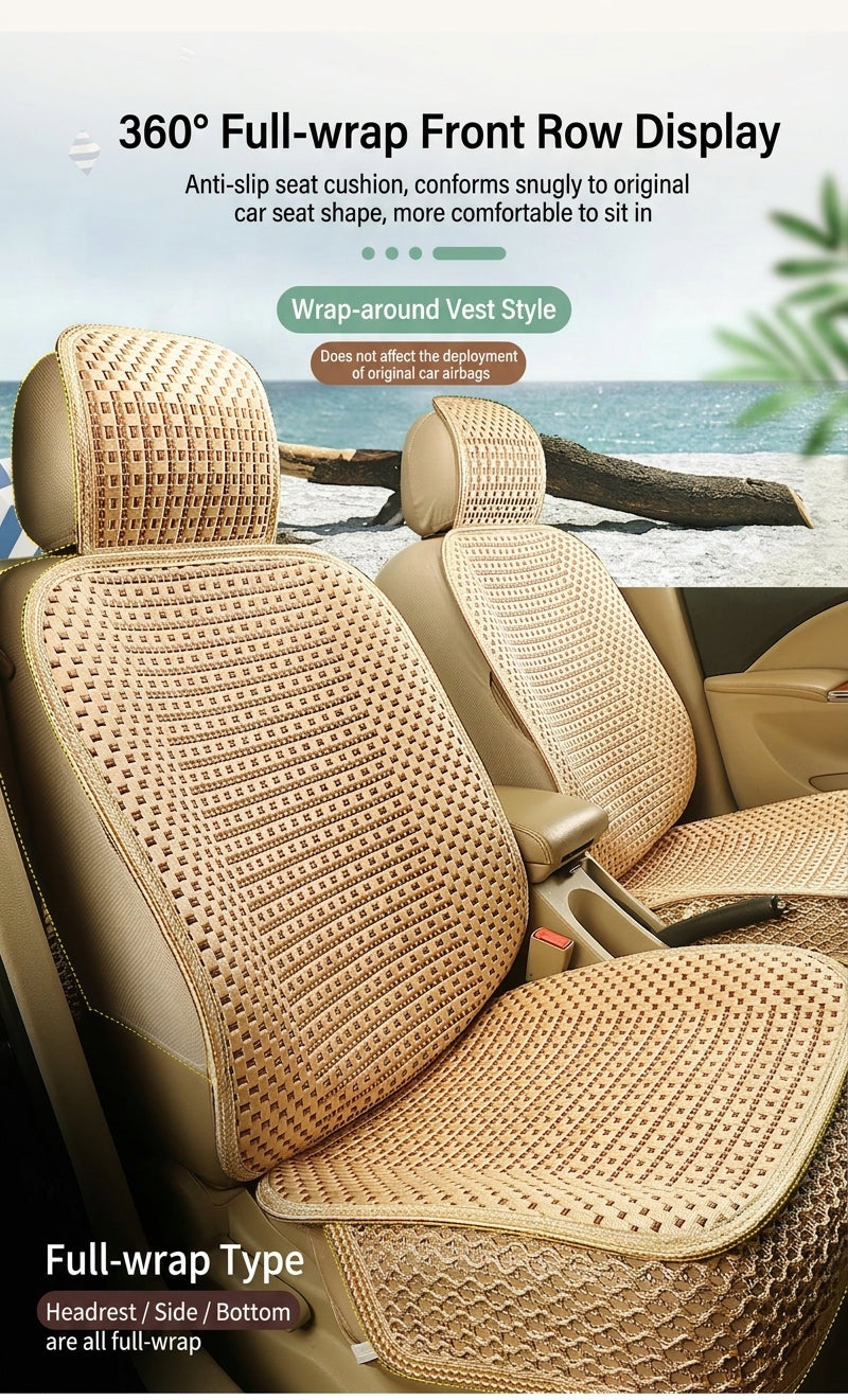Car seat cushion all-season universal ice silk summer seat cushion full enveloping seat cover car interior seat cushion five seat cover cushion
