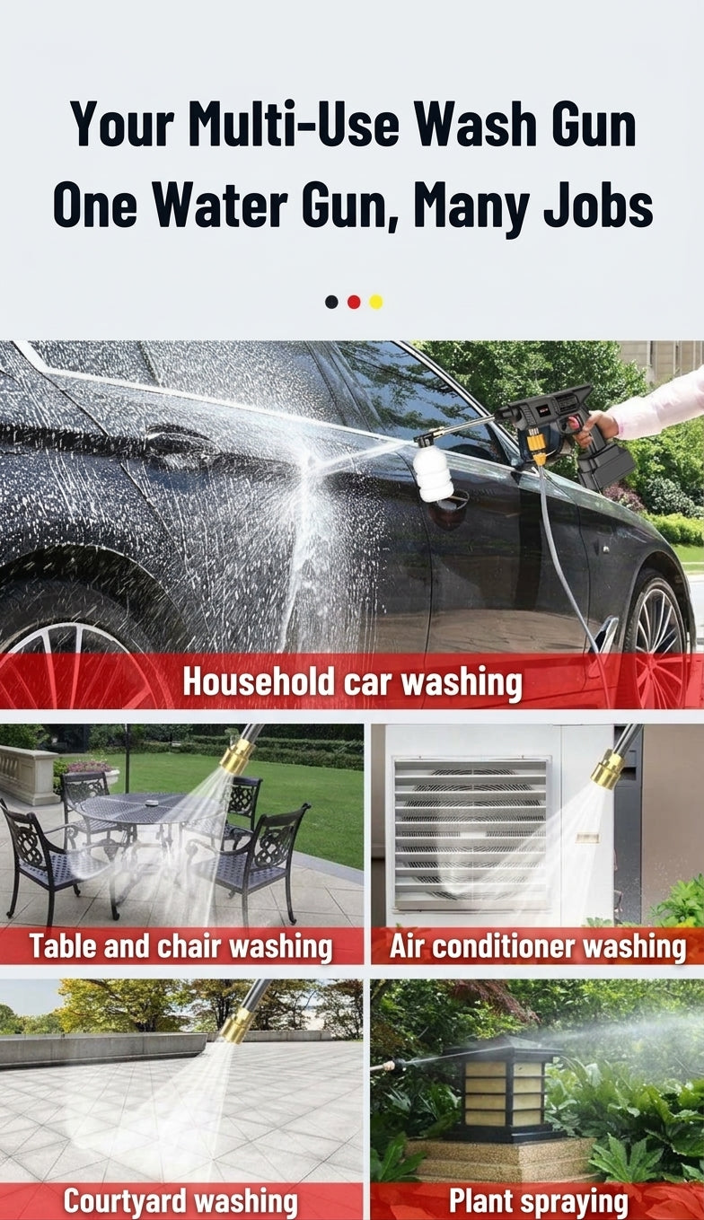 Car water gun, household electric car washer, rechargeable car wash gun, universal wireless high-power high-pressure car wash water gun