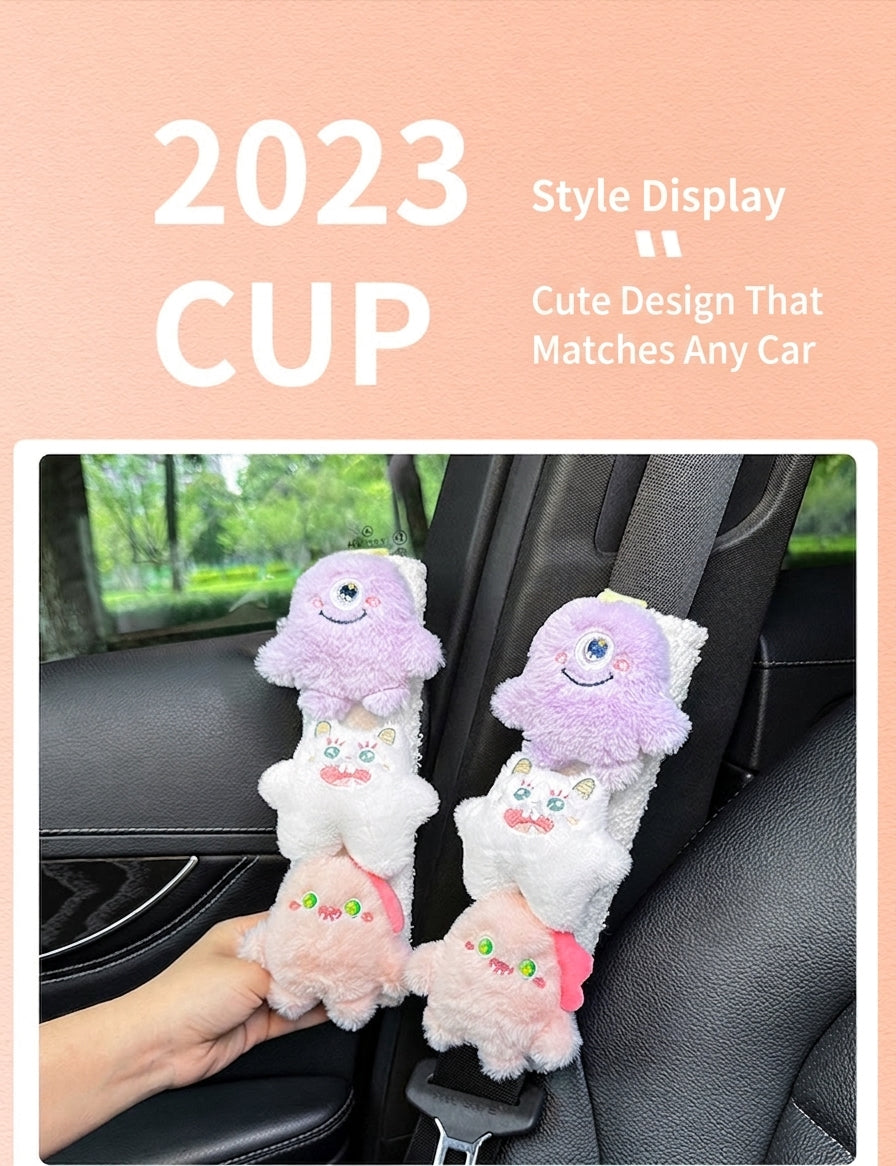 Car seatbelt shoulder pads, wear-resistant clothes, plush plush plush figures, car safety belt protective covers, cute monster girls