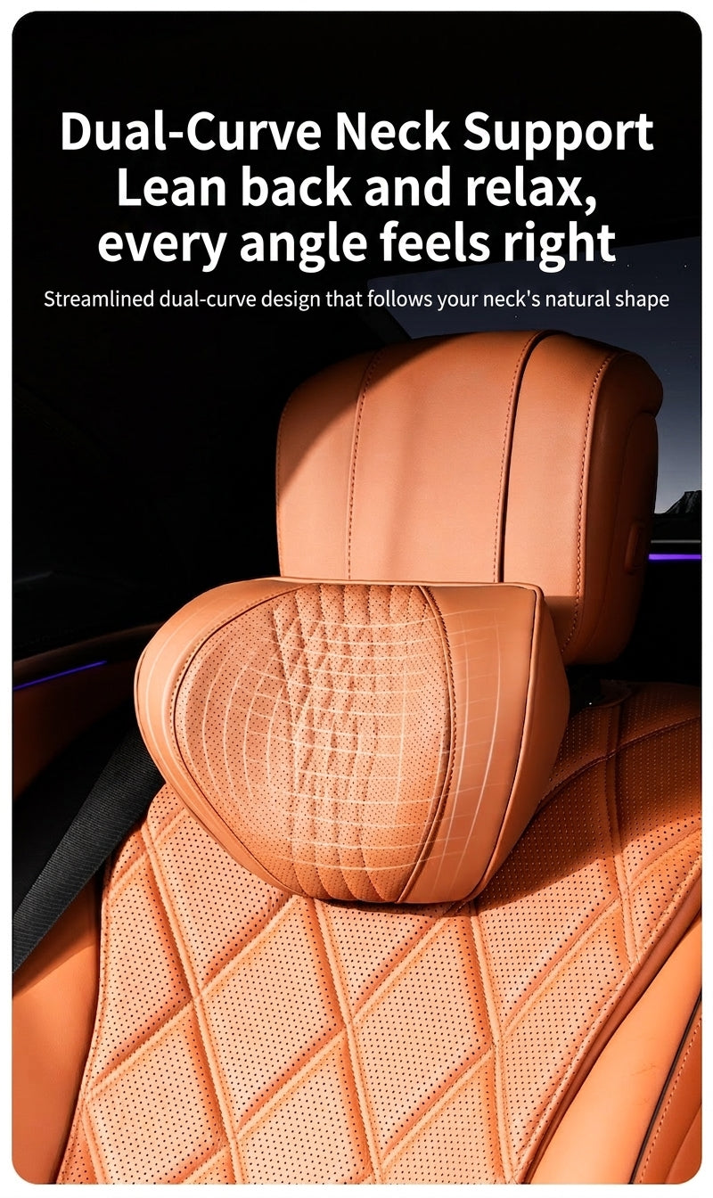 Summer breathable memory foam car headrest lumbar support premium car seat pillow car leather neck support pillow