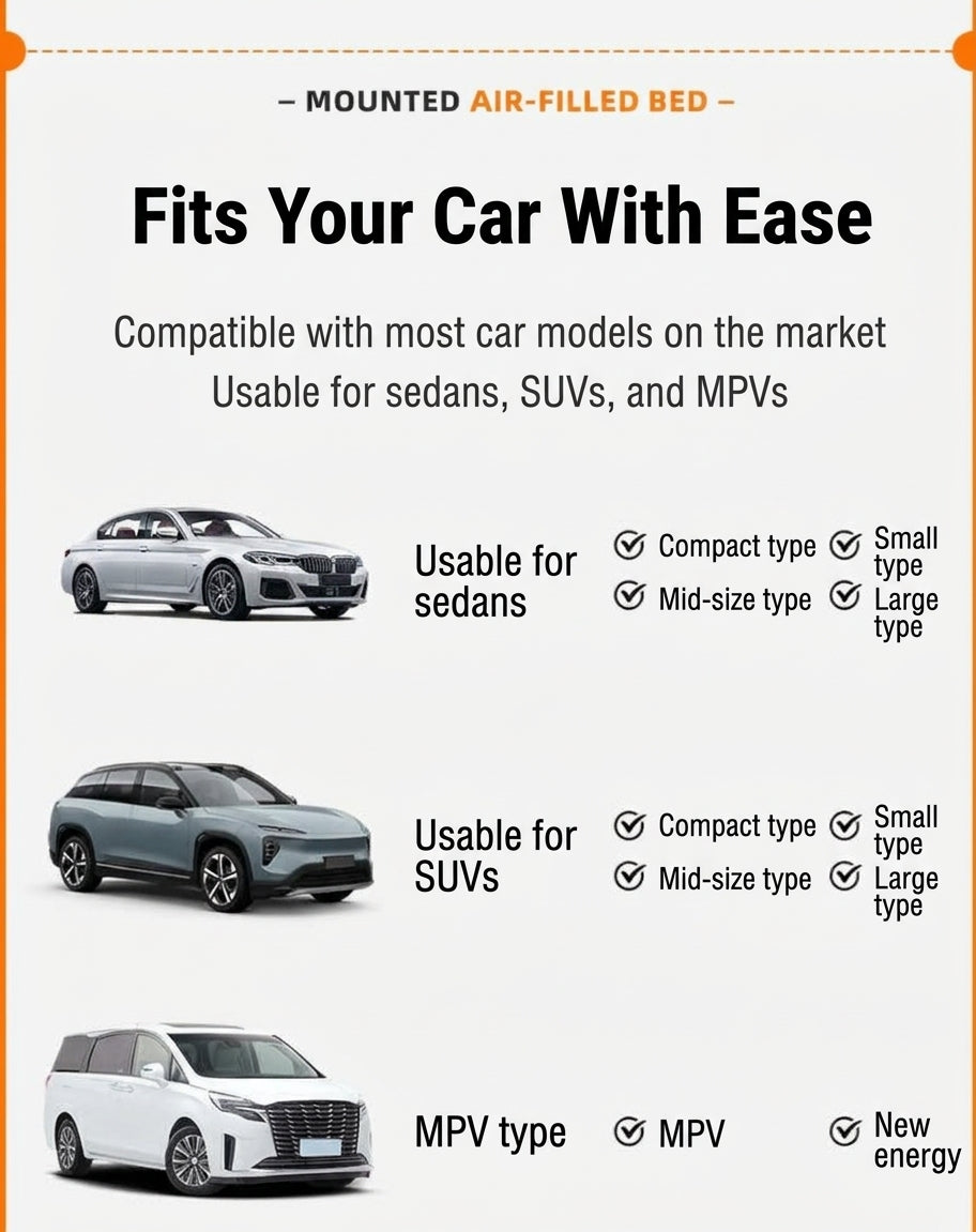 Car inflatable mattress, rear seat sleeping mat, multifunctional travel mattress, thickened inflatable mattress for SUVs and sedans