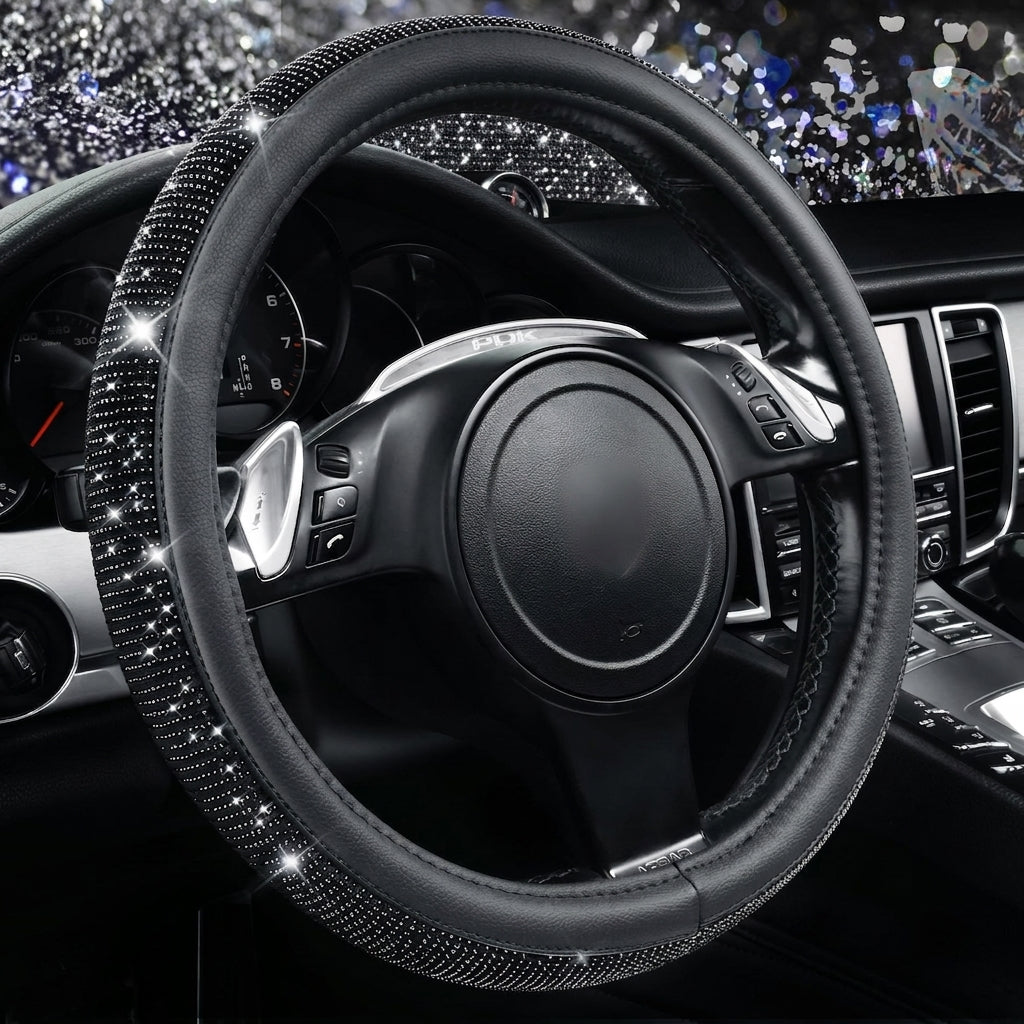 New car rhinestone fully rhinestone-hot rhinestone steering wheel, personalized handlebar cover, unisex steering wheel, Amazon