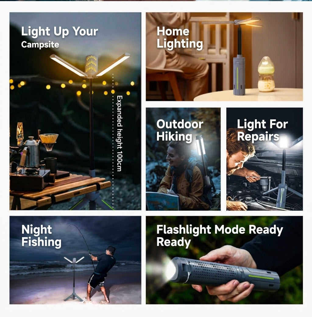 Camping Light with Telescopic Stand - Retractable