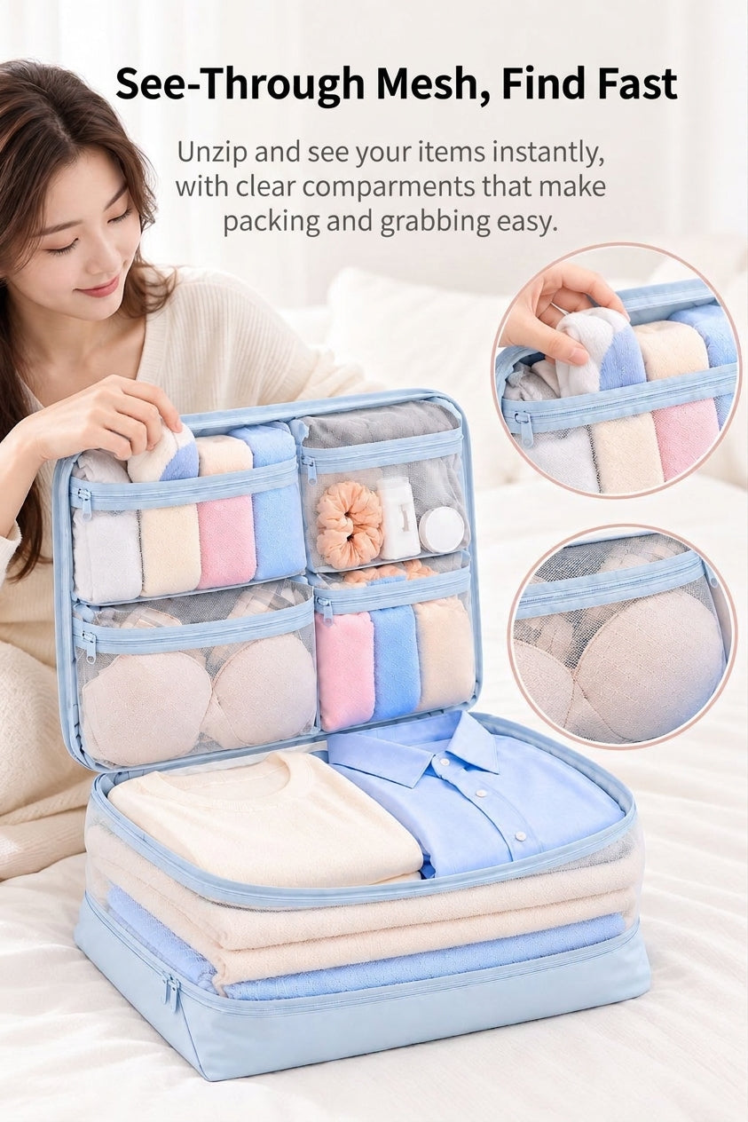 Travel Storage Bags, Five-in-One Compressible Set