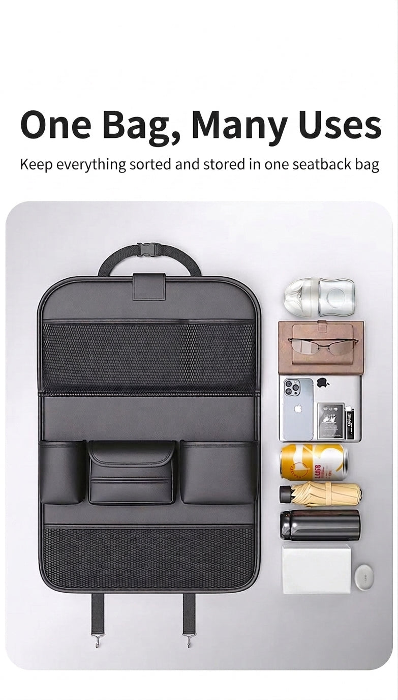 Car seatback storage bag, hanging bag, car front seat, rear seat shelf, small table, and in-car artifact