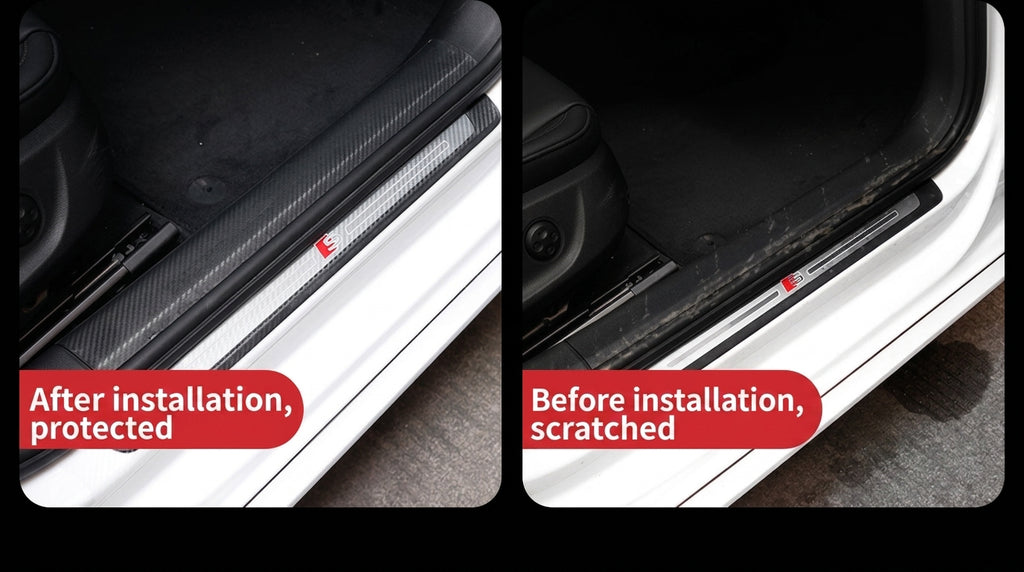 Car sill strips, carbon fiber bumper anti-collision strips, anti-stepping paste, carbon fiber pattern, universal body film stickers, decorative strips