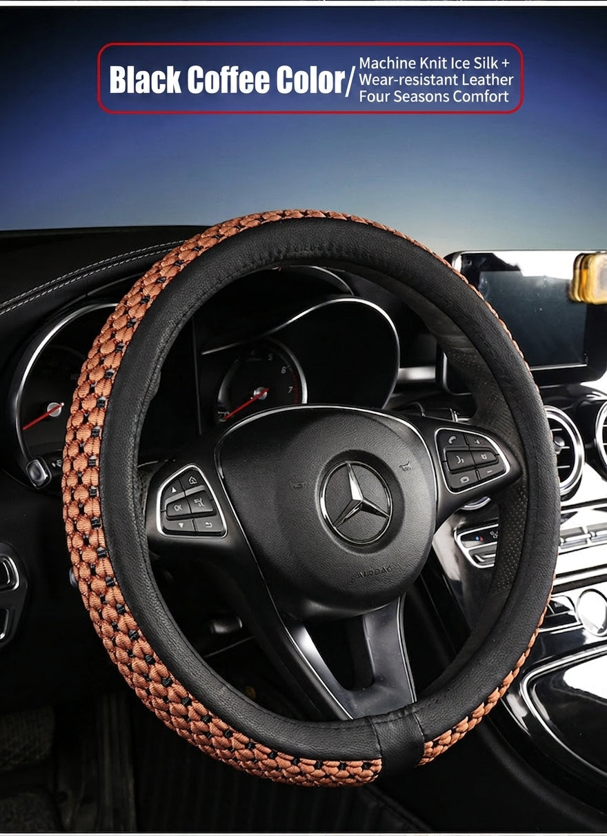 Factory direct sales of Ice Silk breathable non-slip steering wheel covers, all-season universal car handlebar covers, cross-border e-commerce Amazon