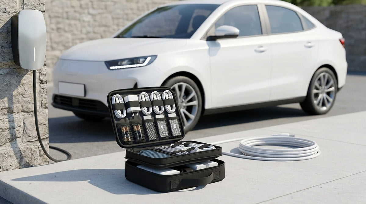 Car Accessory Storage Bag - Digital Cable Organizer - Charging Spot Day