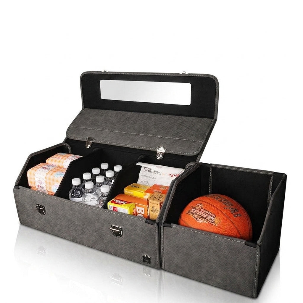 New woven pattern car trunk storage box, foldable car storage box, leather organizer box, factory wholesale - Hero Studio