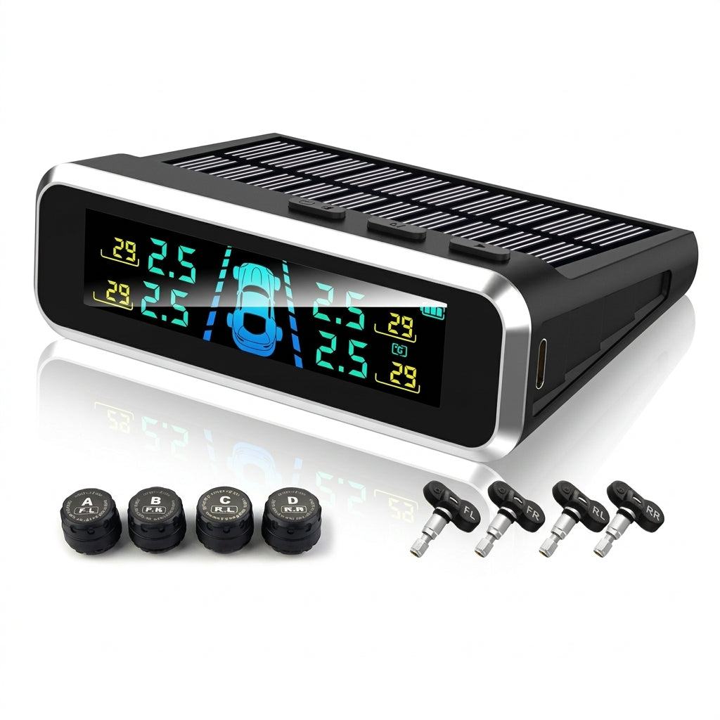 Tire pressure monitor, solar external sensor, high precision automotive tire pressure monitor, tire pressure sensor - Hero Studio