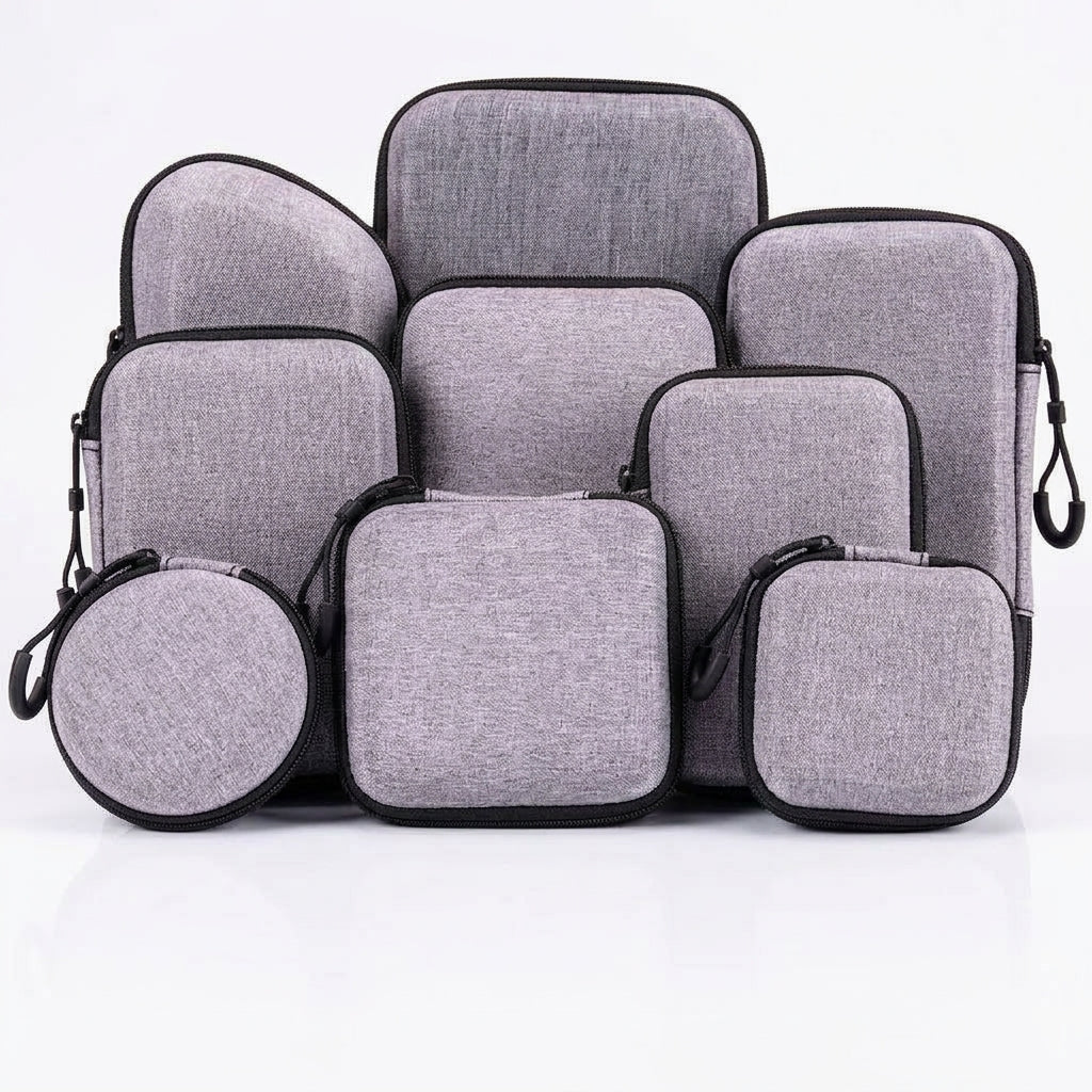 Snowflake Cloth EVA Headphone Bag, Power Bank Hard Drive Bag, Dragon Cloth Earphone Storage Box, Pressure-Resistant Zipper Bag - Hero Studio