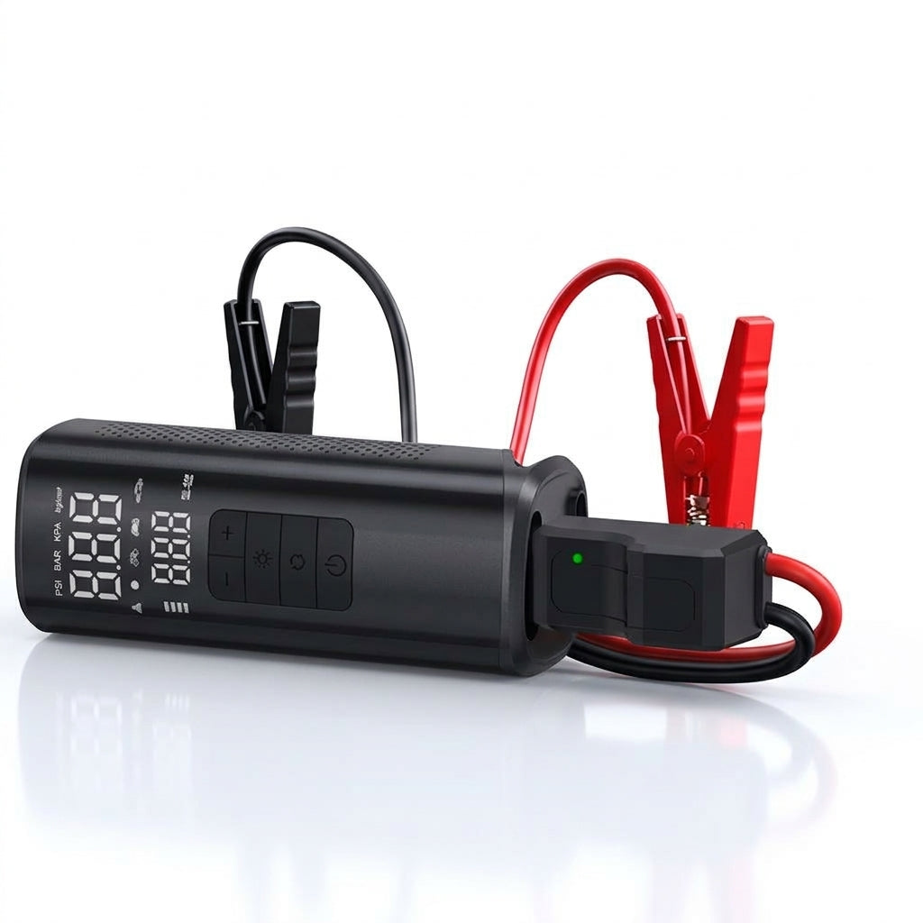 Cross-border vehicle-mounted electric air pump for air and power transfer, integrated car and motorcycle emergency start power supply, 12V 25-cylinder - Hero Studio