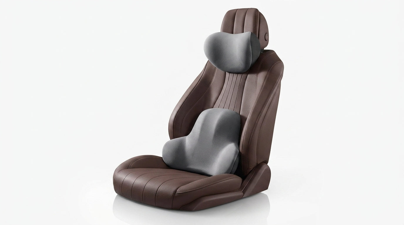Car neck headrest lumbar rest removable and washable breathable driver's seat waist rest memory foam car artifact headrest in the car - Hero Studio