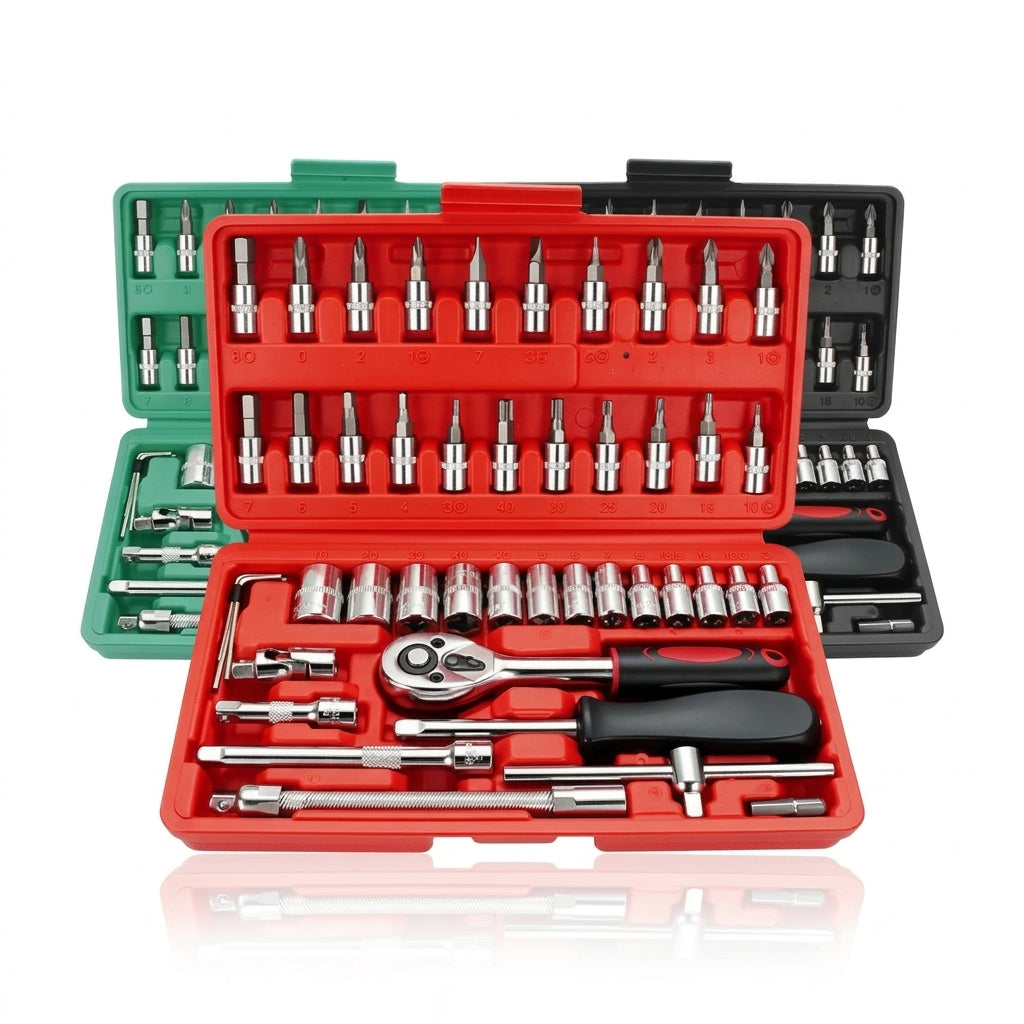 46-piece set of quick ratchet wrenches and screwdriver toolboxes for car repairs, hardware sets, and auto repair kits - Hero Studio