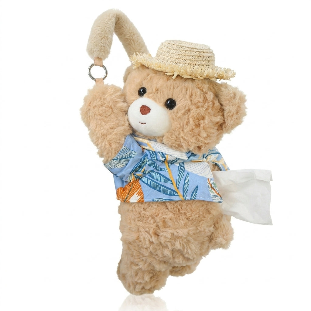 Car tissue box hanging car drawer box bear creative cute practical doll in the car tissue bag hanging bag - Hero Studio