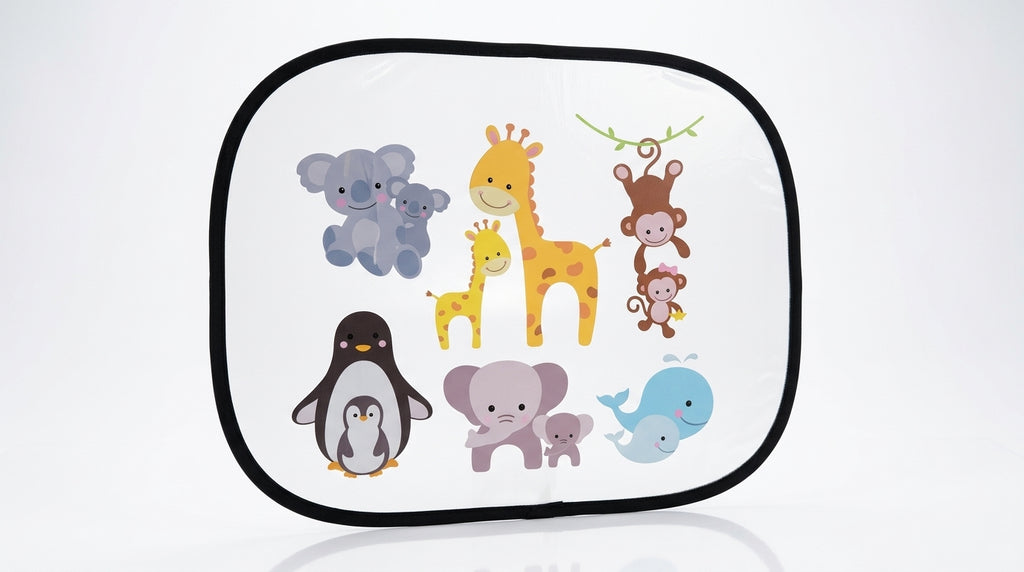Car interior sun shield, side window heat insulation, sun protection static static sticker, sun shield, cartoon window film with logo printing - Hero Studio