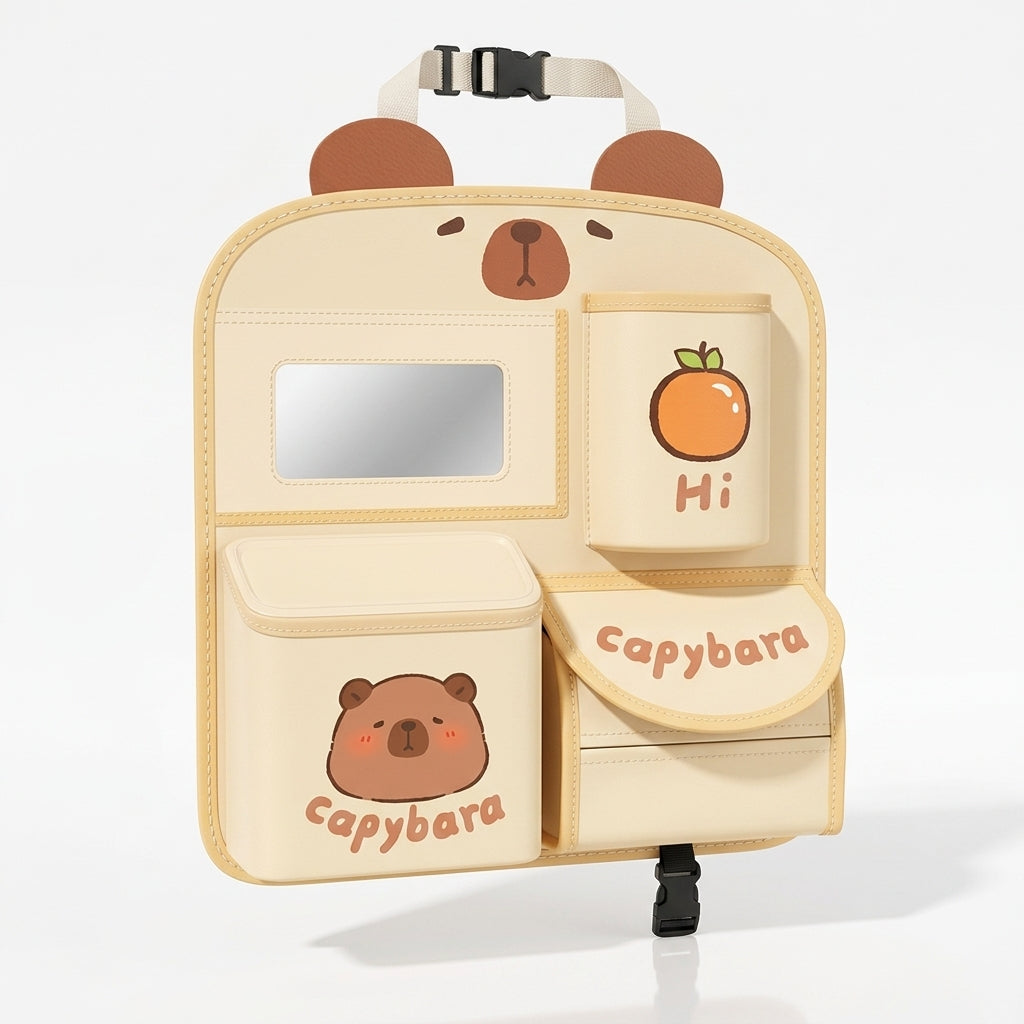 Car storage hanging bag, multifunctional creative cute car seat rear storage rack, tissue box inside car, trash bin - Hero Studio