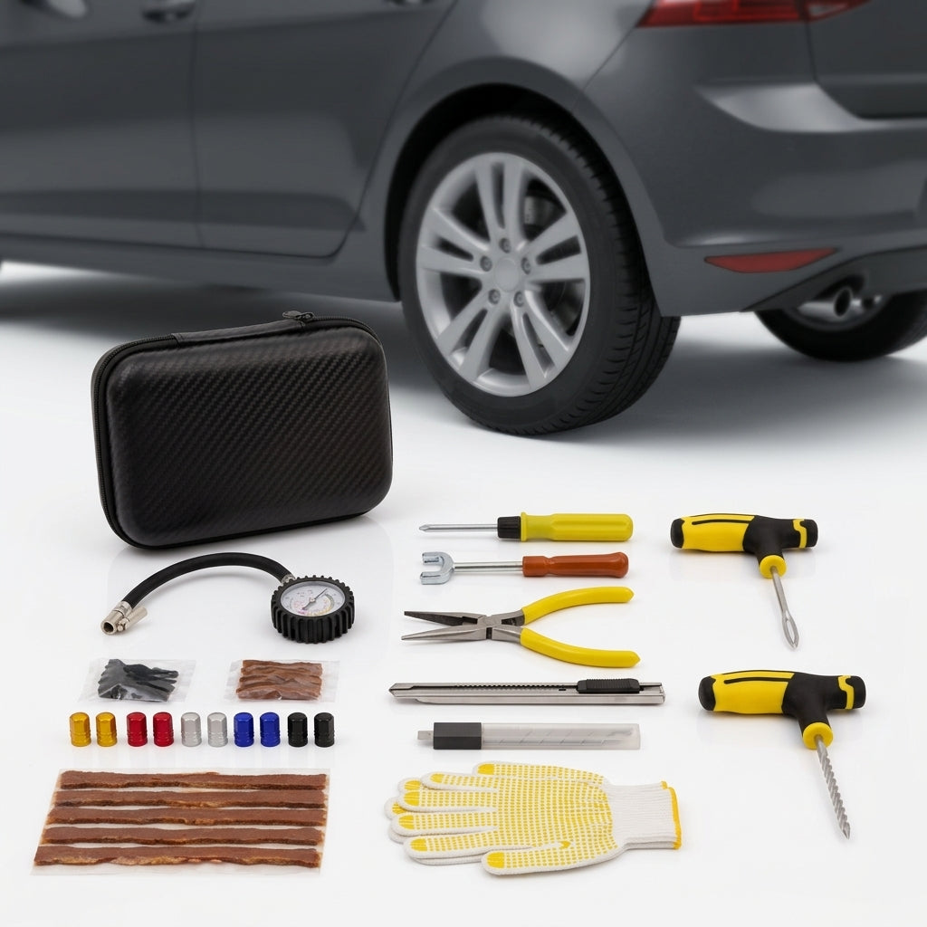 Tire Repair Kit - 61-Piece Emergency Tool Set - Hero Studio
