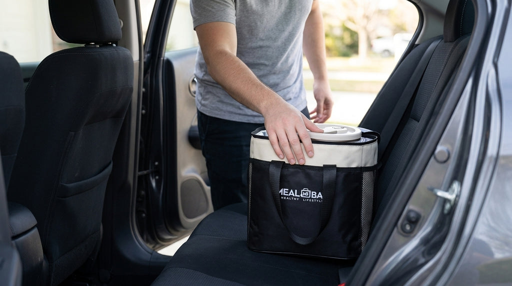 Insulated Lunch Bag, Waterproof Oxford Cloth - In Use Day