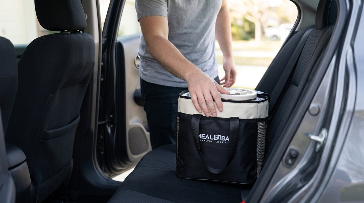 Insulated Lunch Bag, Waterproof Oxford Cloth - In Use Day
