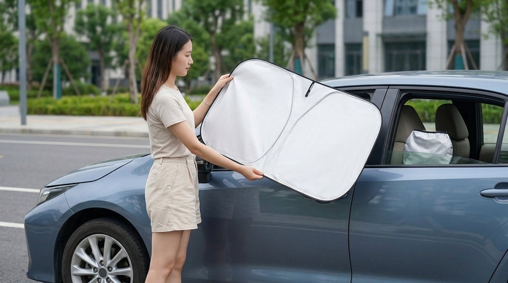 Car Sunshade - Fits Sedans & SUVs - In Use Day
