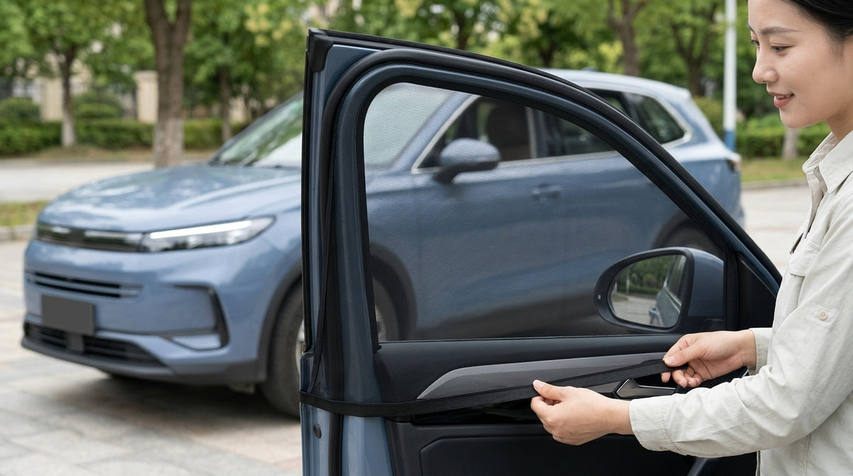 Car Window Mosquito Screen - Universal Fit - In Use Day