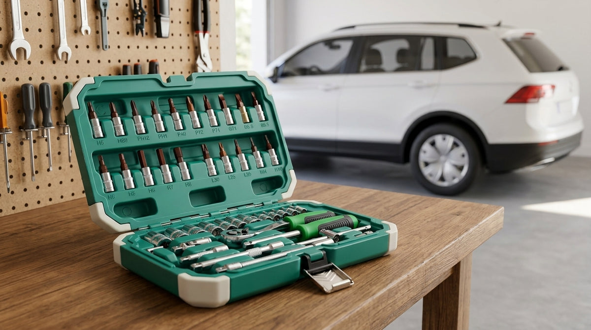 Auto Repair Tool Kit, 55-Piece Socket & Wrench Set - Workbench Day