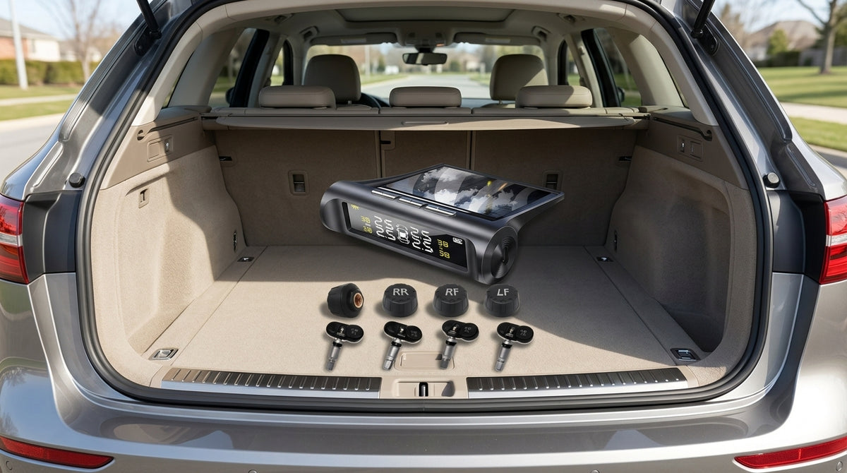 Tire Pressure Monitor TPMS Tire Pressure Monitor Tire Monitoring Tire Pressure Detector Built-in External Car Tire Pressure Car - Boot Context Day