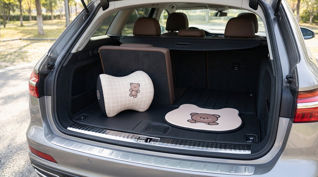 Yiju car cartoon headrest, neck pillow, memory foam, car cushion, car seat, neck and neck pillow, bear headrest - Boot Context Day