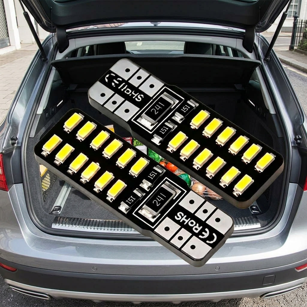 Car LED Light Decoding CANBUS T10 3014 24SMD Width Indicator Light In-Car Reading Light Small Plug Bulb - Boot Context Day