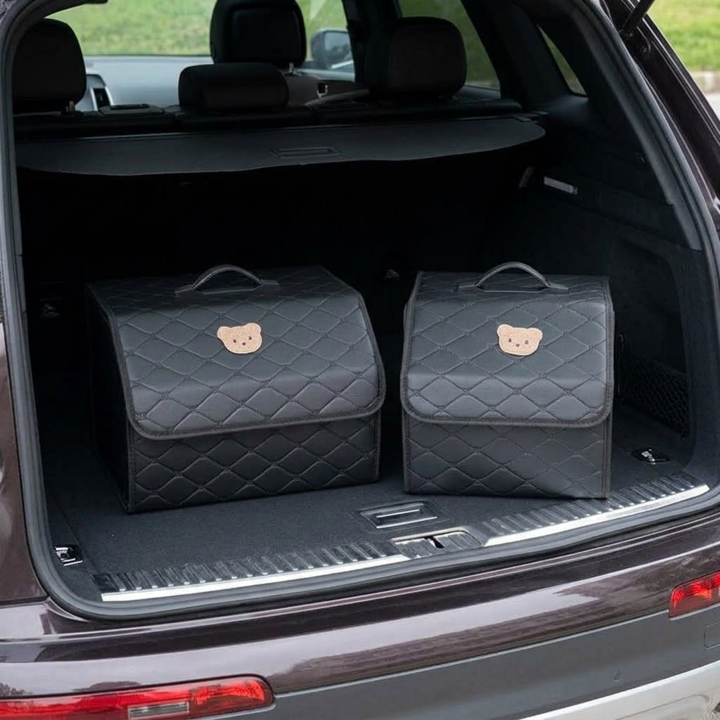 Car trunk storage box, leather multifunctional foldable storage box, storage box, storage box, car interior accessories - Boot Context Day