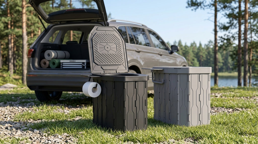 2026 New Widened and Raised Outdoor Folding Toilet Car Mobile Toilet Travel Camping Portable Toilet - Campsite Day