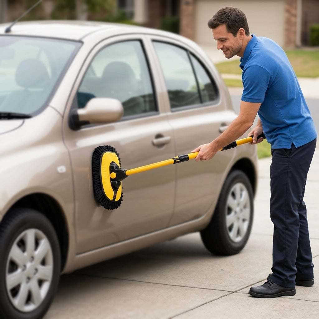Car Wash Mop with Retractable Bending Rod - In Use Day