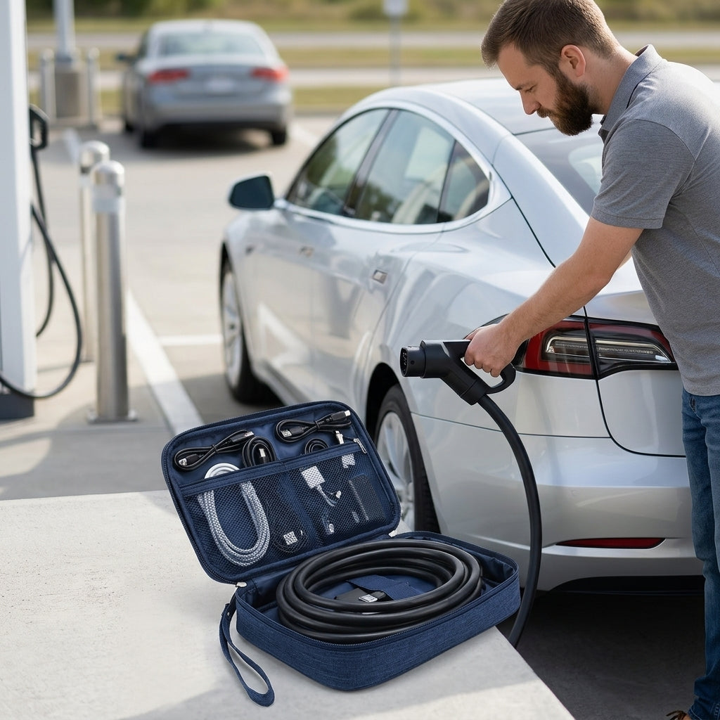 Car Storage Organizer Bag for Cables & Accessories - In Use Day