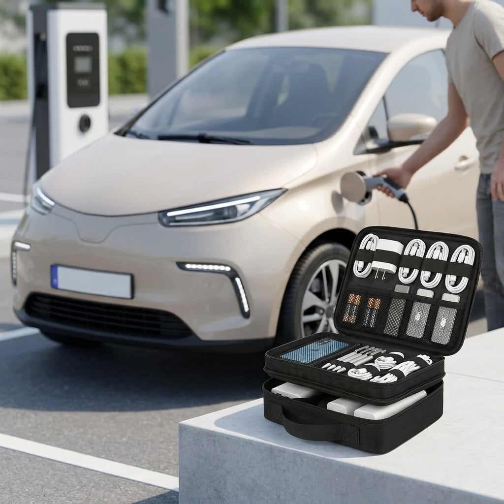 Car Accessory Storage Bag - Digital Cable Organizer - In Use Day