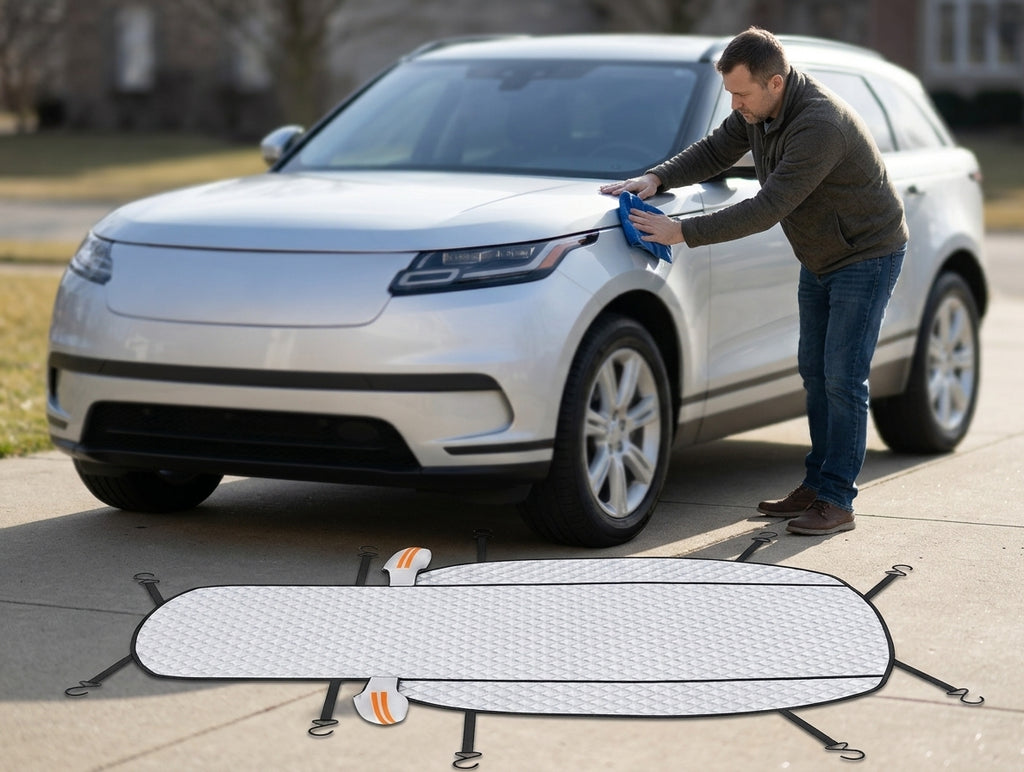 Car Snow Cover Windshield Shade - In Use Day